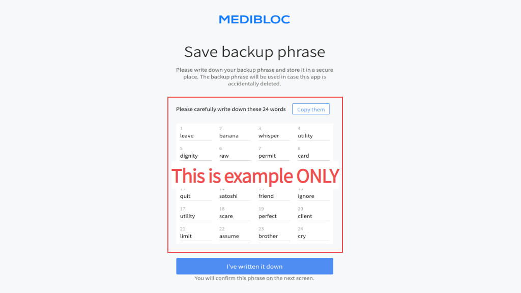메디블록 지갑생성 : 니모닉 medibloc wallet